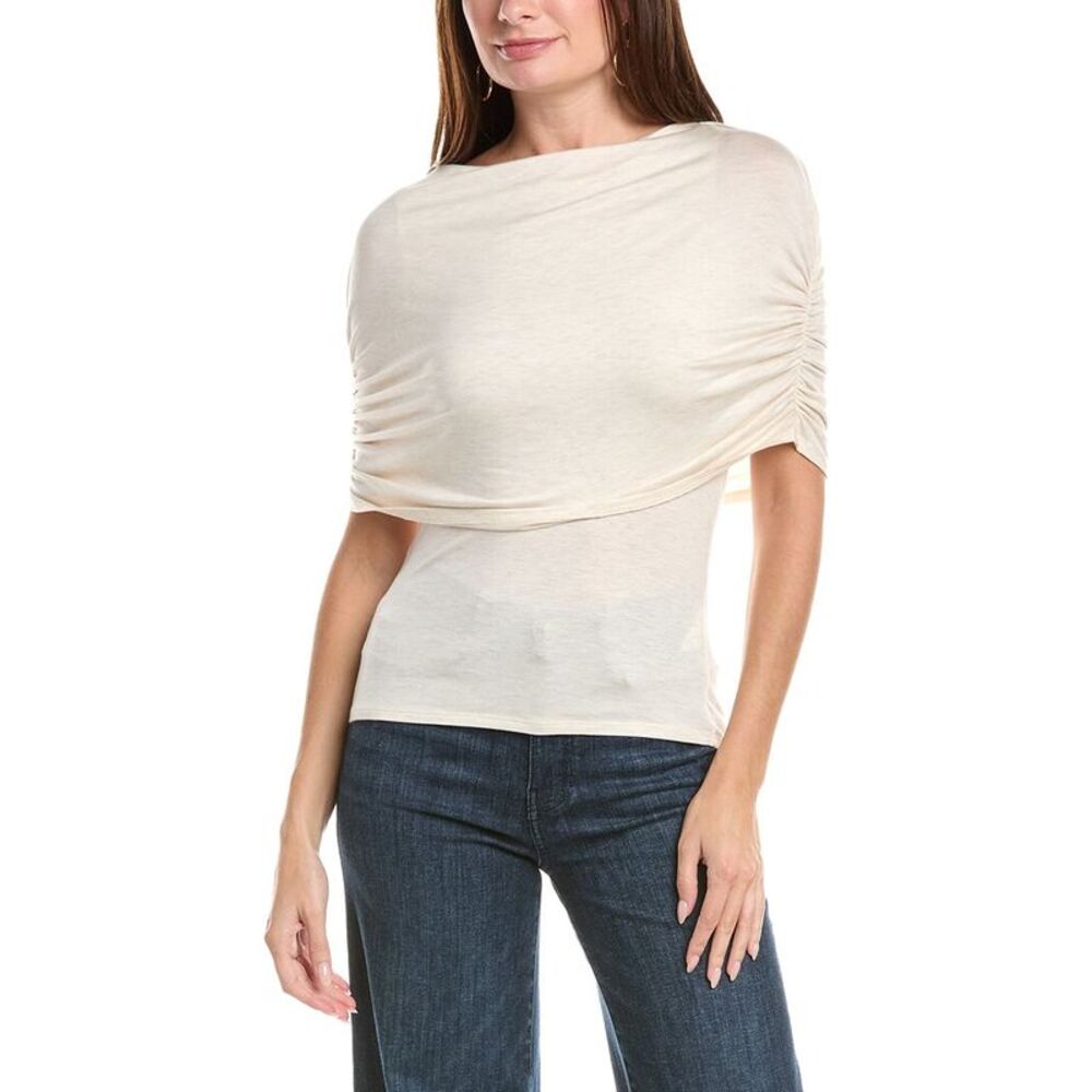 Lna Womens Rylie Shawl Top, Beige